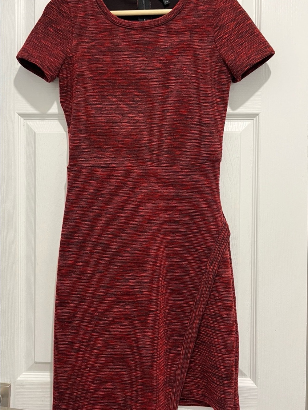 Reitmans Red-Orange Heathered Short-Sleeve Knit Dress